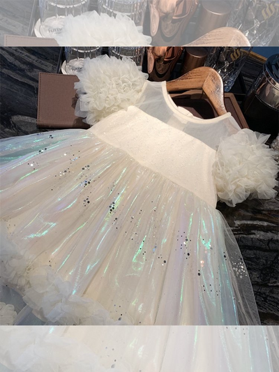 Holographic Ruffle Dress | Little Girls Formal Dress - Mia Belle Girls