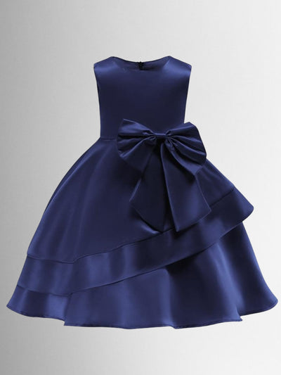 Winter Formal Dresses | Girls Asymmetrical Ruffle Hem Satin Ball Gown
