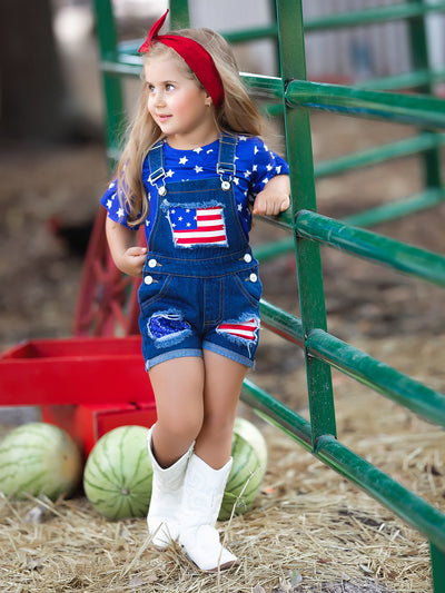 Girls 4th of July Outfits | Sequin Overall Set - Mia Belle Girls