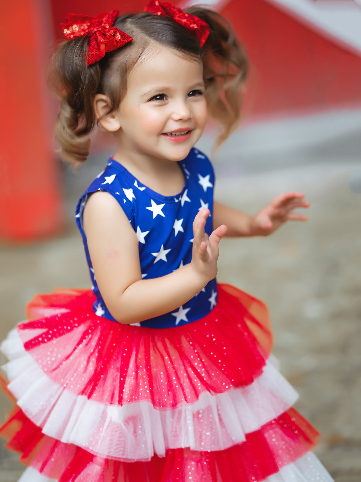 Girls 4th Of July Dresses | Sleeveless USA Flag Tiered Tutu Dress