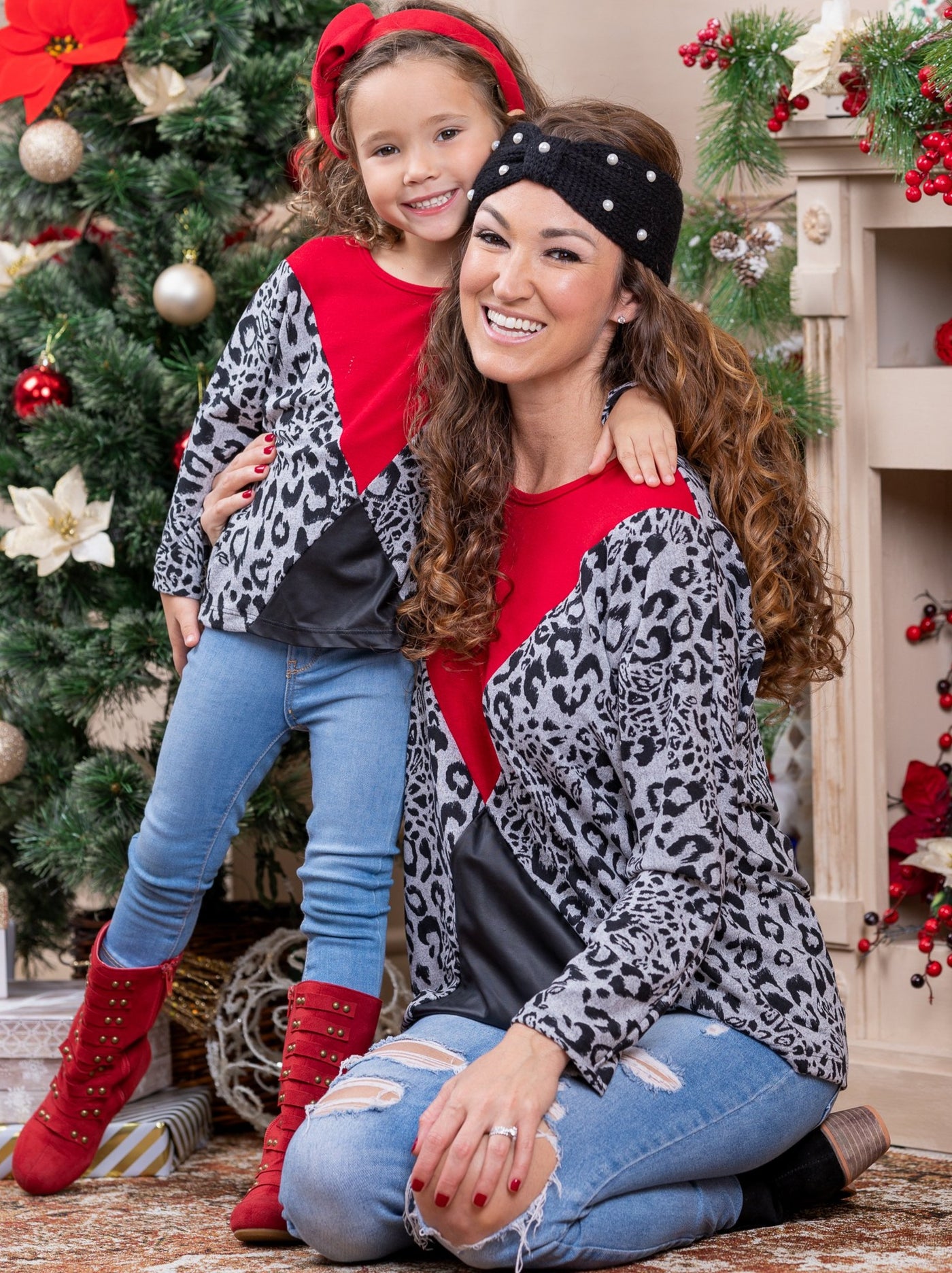 Mommy and Me Matching Tops | Leopard Colorblock Top |  Mia Belle Girls