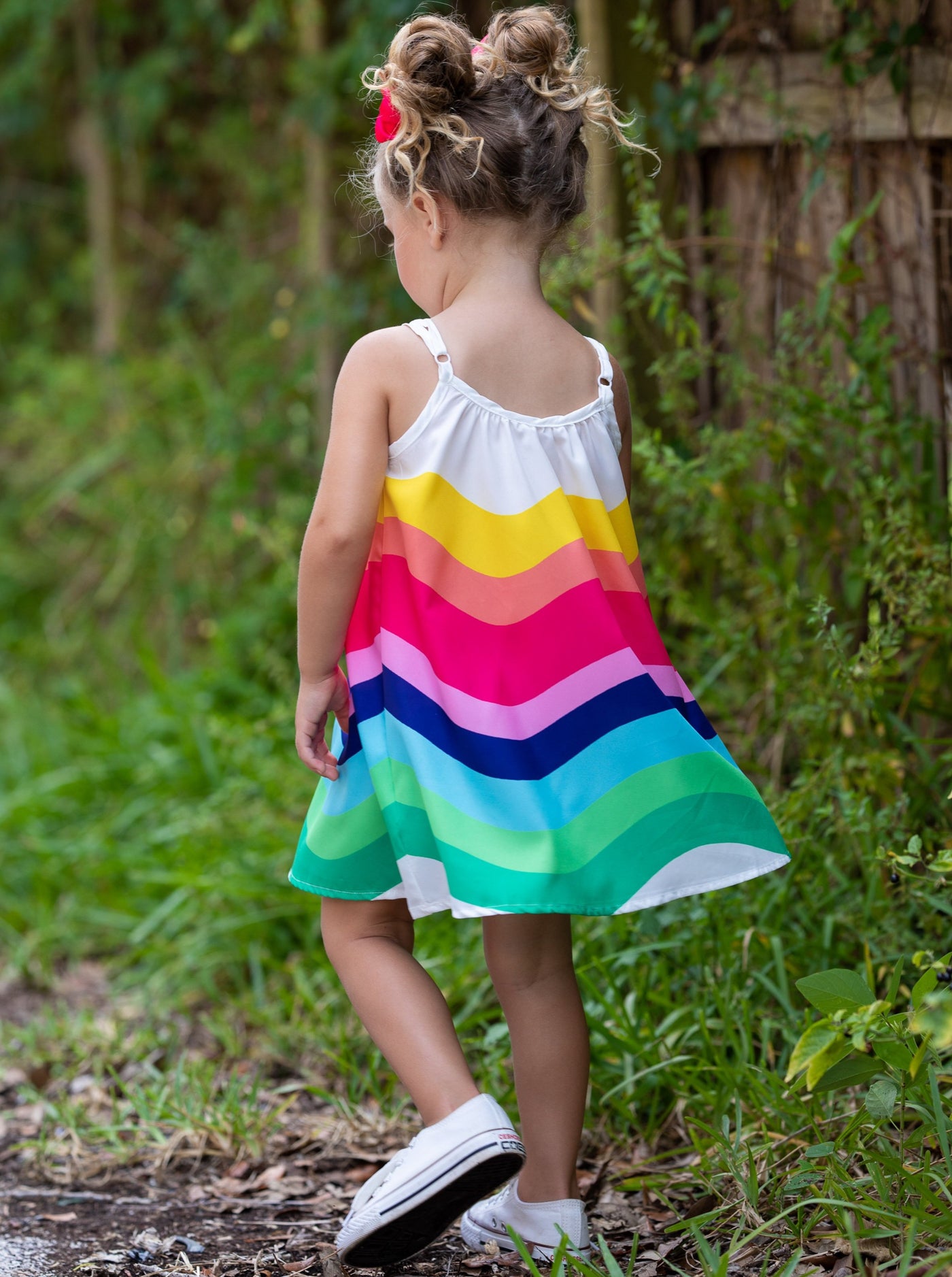 Toddler Spring Dresses | Little Girls Rainbow Stripe Sleeveless Dress