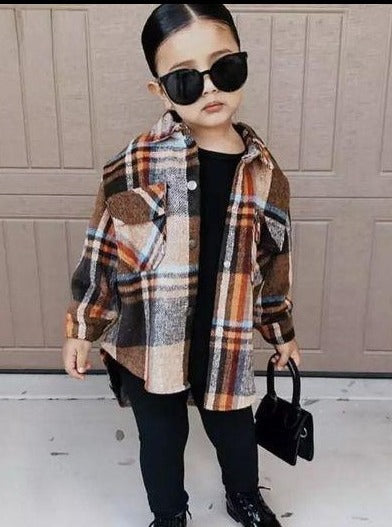 Toddler Clothing Sale | Girls Lumberjack Plaid Oversized Hi-Lo Shacket