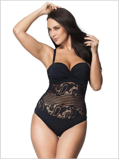 Women Lacey Plus Size One Piece Swimsuit