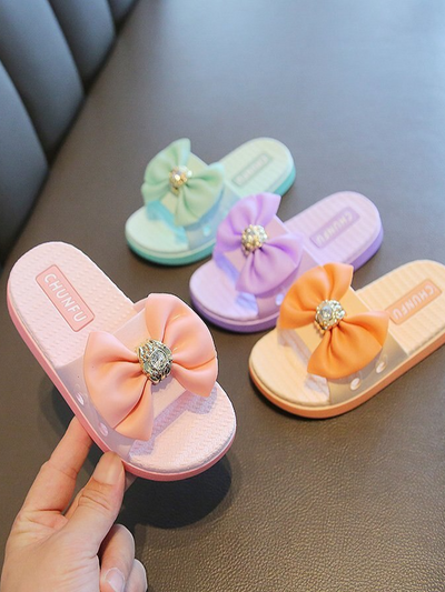 Girls Jeweled Butterfly Knot Slides By Liv and Mia - Mia Belle Girls