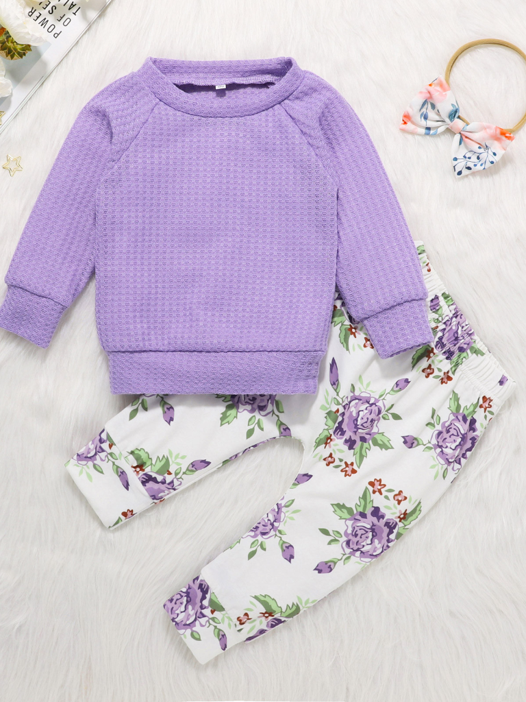 Baby Fancy Floral Lilac Sweatshirt and Pants Set