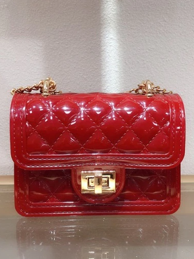 Girls Patent Classy Quilted Jelly Handbag With Chain Strap
