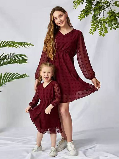 Mommy & Me Matching Dresses | Long Sleeve Swiss Tulle Skater Dress