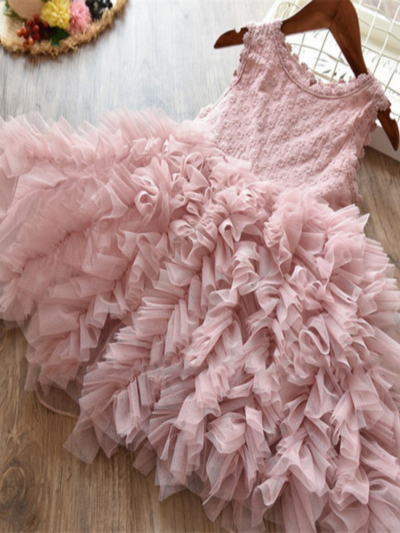 Girls Special Occasion Dress | Sleeveless Ruffle Tulle Dress | Boutique