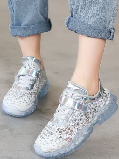 Girls Magical Rhinestones & Lace Non-Slip Sneakers By Liv and Mia