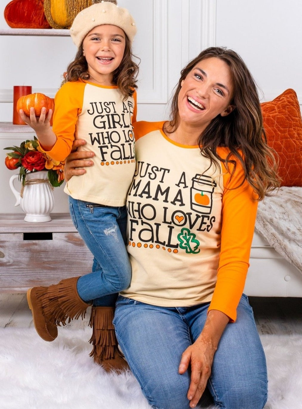 Mommy and Me Matching Tops | Love Fall Raglan Tops | Mia Belle Girls 