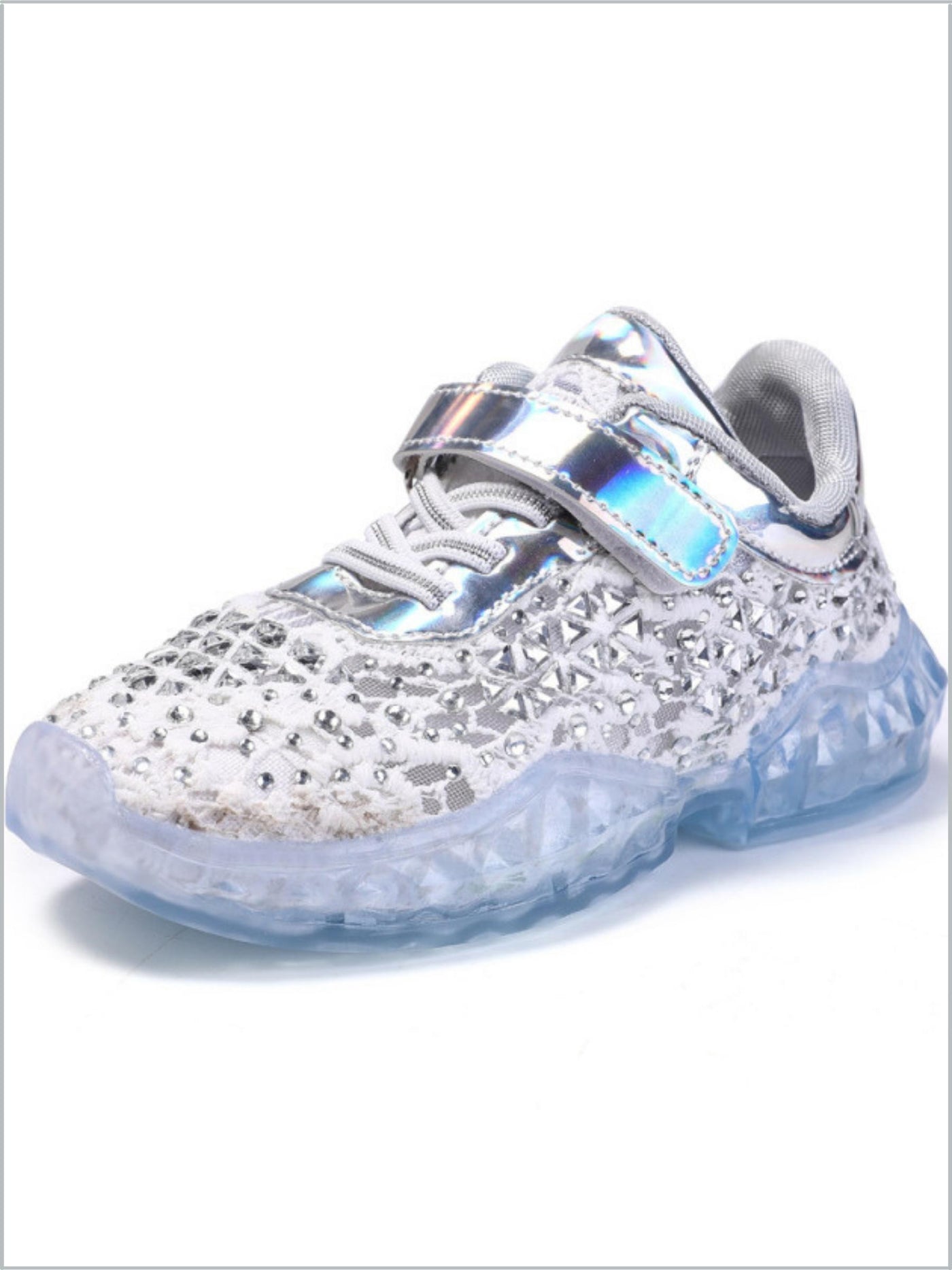 Girls Magical Rhinestones & Lace Non-Slip Sneakers By Liv and Mia