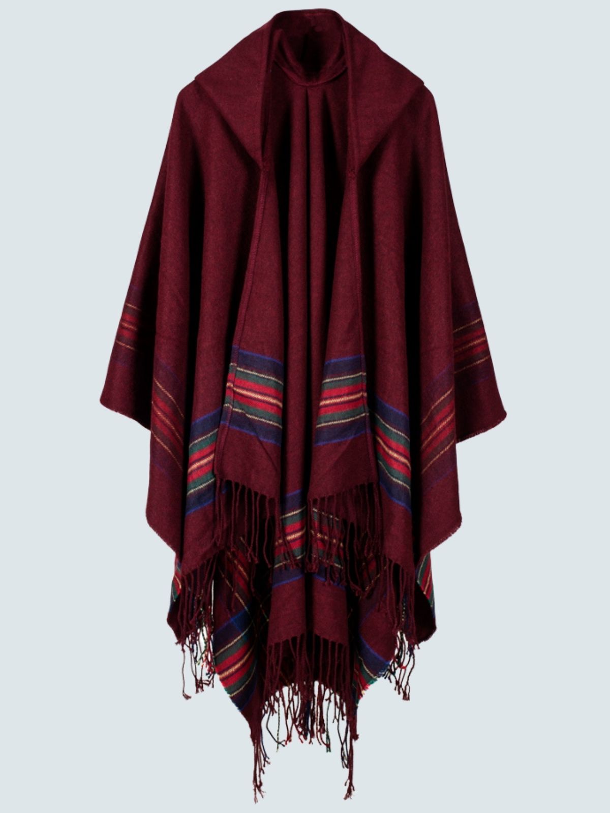 Women's Picturesque Hooded Poncho Cardigan Burgundy