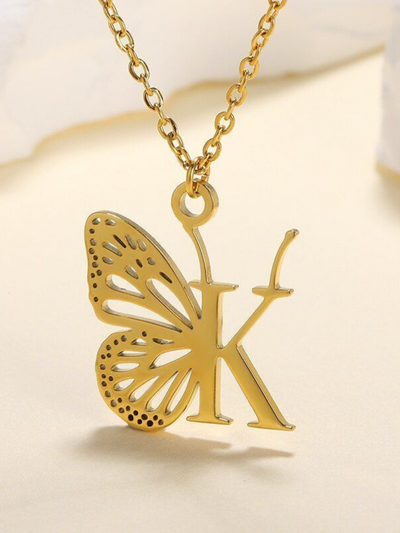 Mia Belle Girls Butterfly Letter Pendant Necklace | Girls Accessories
