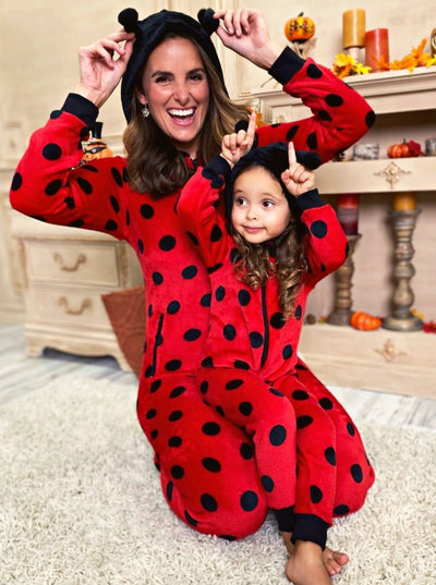Mommy & Me | Halloween Ladybug Hoodie Onesie Pajamas | Mia Belle Girls