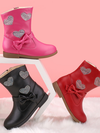Girls Heart to Heart Ankle Boots By Liv and Mia