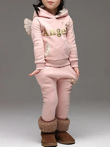 Toddlers Angel Wing Hooded Sweatshirt & Joggers Set - Mia Belle Girls