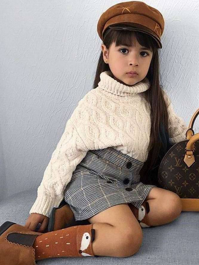 Preppy Chic Outfits | Turtleneck Sweater & Skirt Set | Mia Belle Girls