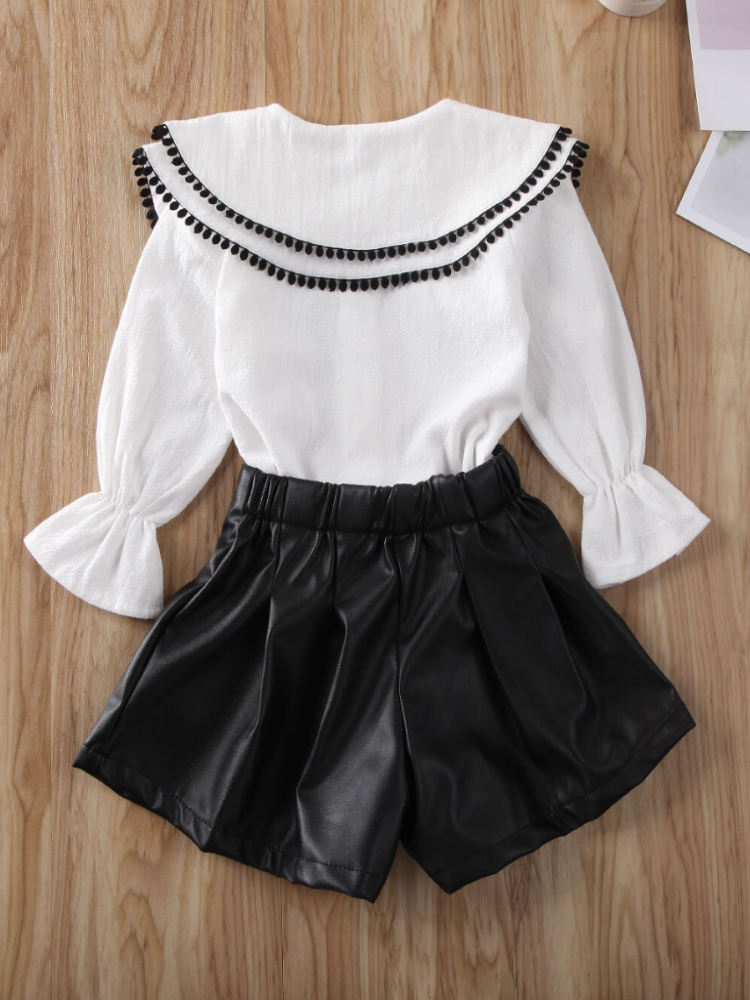 Cute Outfits For Girls | Vegan Leather Shorts Set | Mia Belle Girls