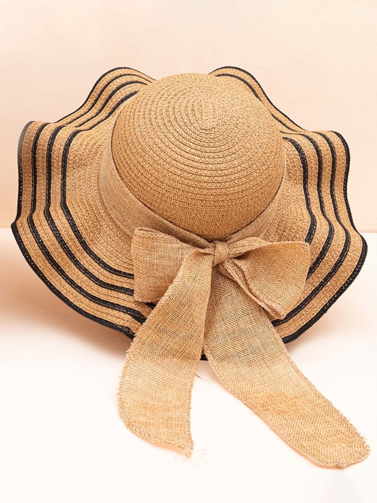 Litte Beach Babe Black Trim Straw Hat