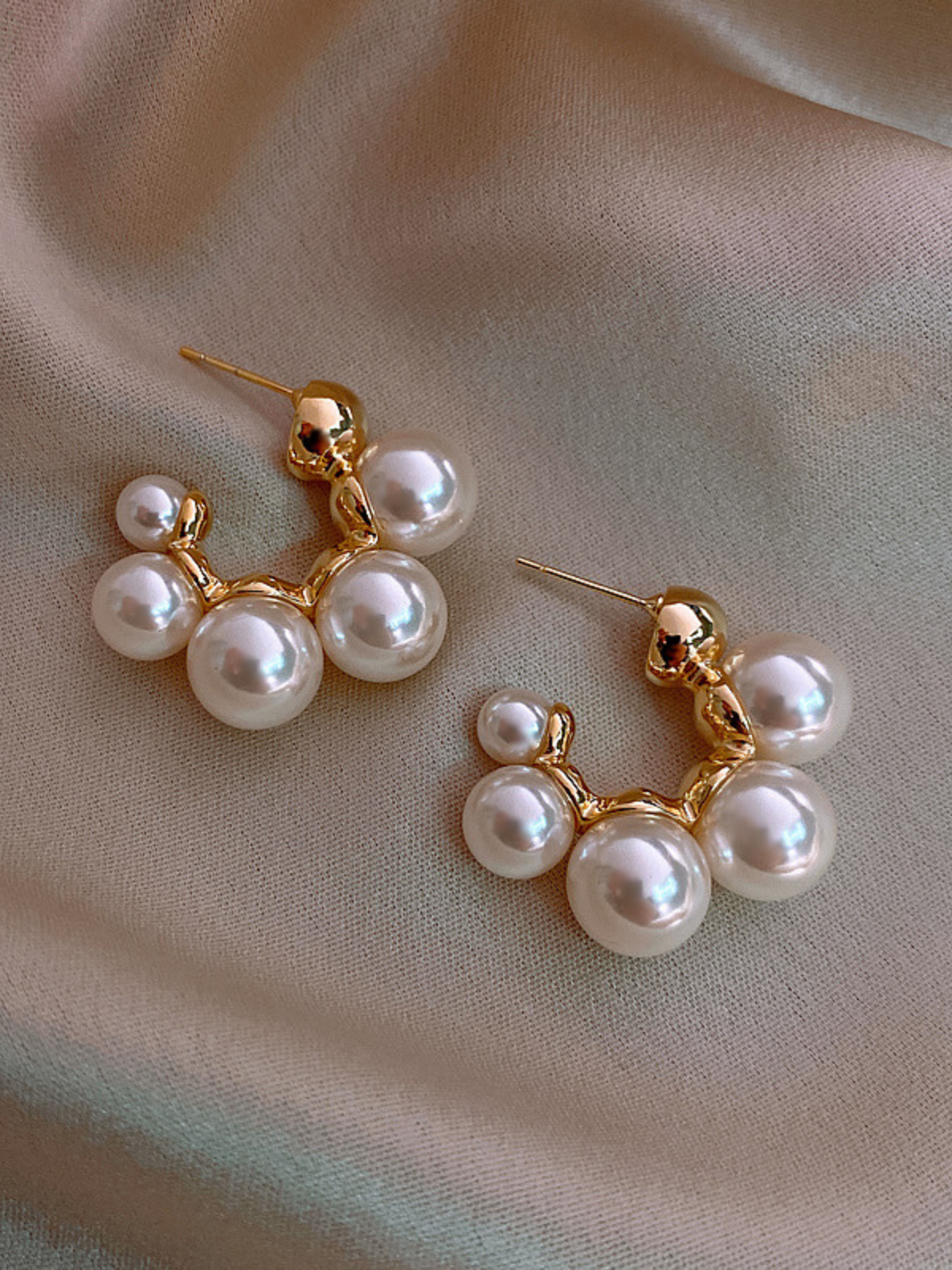 Little Girls Formal Accessories | Shiny Pearl Golden Earrings