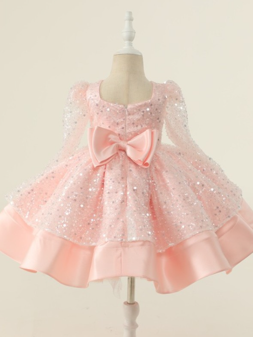 Sequin Overlay Mini Dress| Little Girls Formal Dress - Mia Belle Girls
