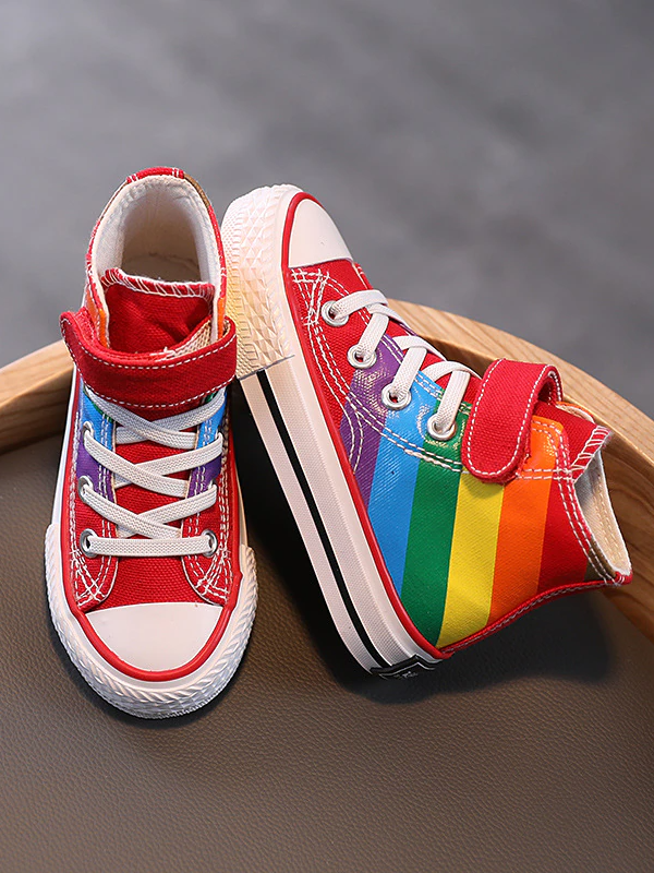 Girls Canvas Rainbow Sneakers By Liv and Mia - Mia Belle Girls