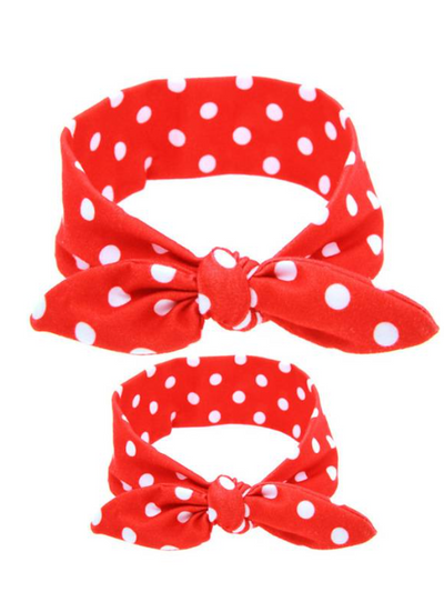 mommy and baby polka dot white red headband