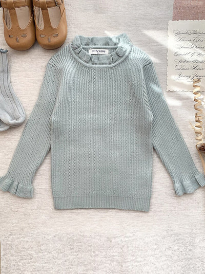 Mia Belle Girls Ruffle Collar Knit Sweater | Girls Fall Outfits