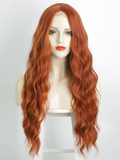 Kids Halloween Accessories | Girls Long Orange Wavy Synthetic Wig