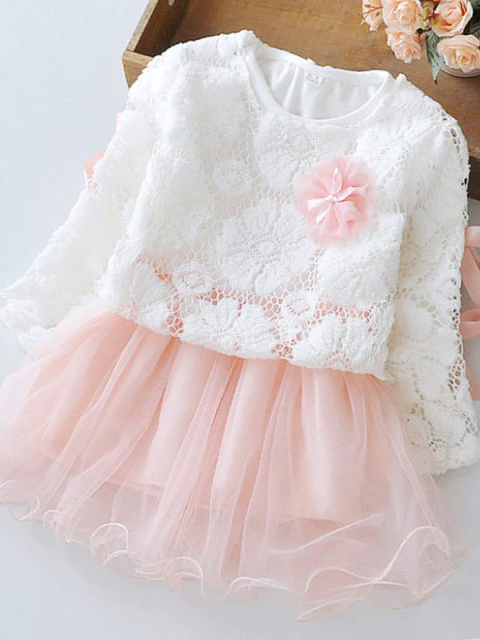 Baby Bundle of Joy Lace Top Tutu Skirt Dress - Pink