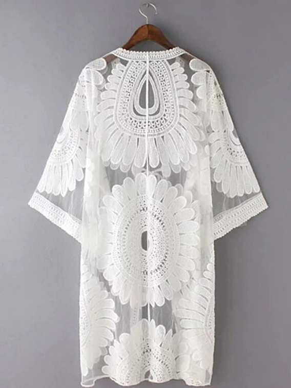 Women's Boho Flower Embroidered Swimsuit Cover Up