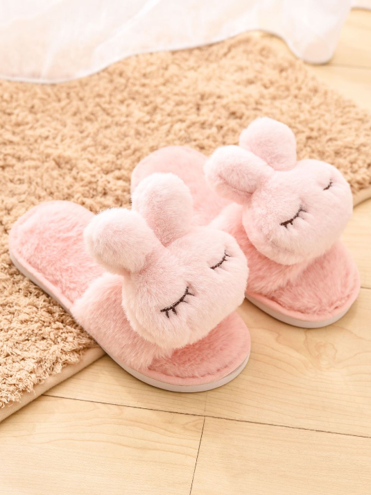Girls Fluffy Bunny Soft Warm Slippers By Liv and Mia - Mia Belle Girls