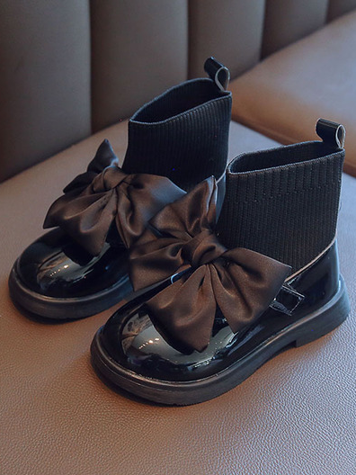 Shoes By Liv & Mia | Girls Satin Bow Sock Loafers | Boutique Shoes 