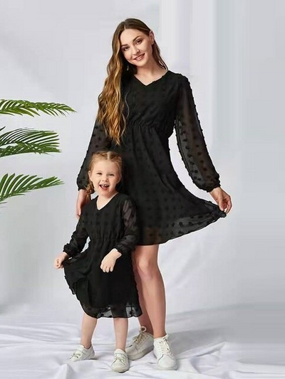 Mommy & Me Matching Dresses | Long Sleeve Swiss Tulle Skater Dress