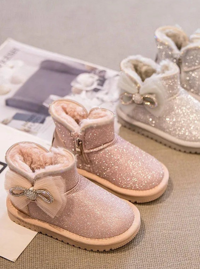 Mia Belle Girls Glitter Plush-Lined Boots | Shoes by Liv and Mia