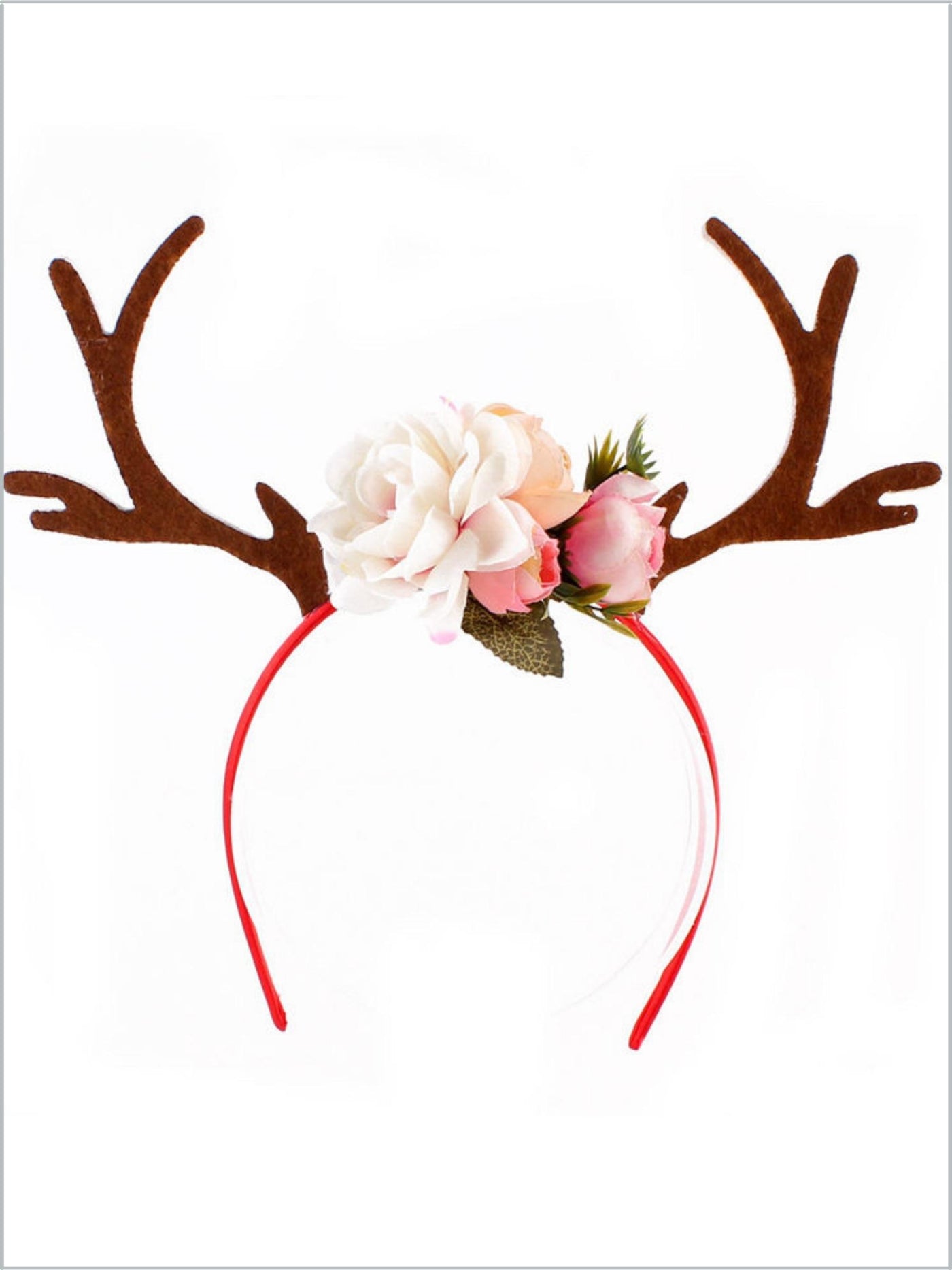 Girls Reindeer & Flowers Holiday Headband
