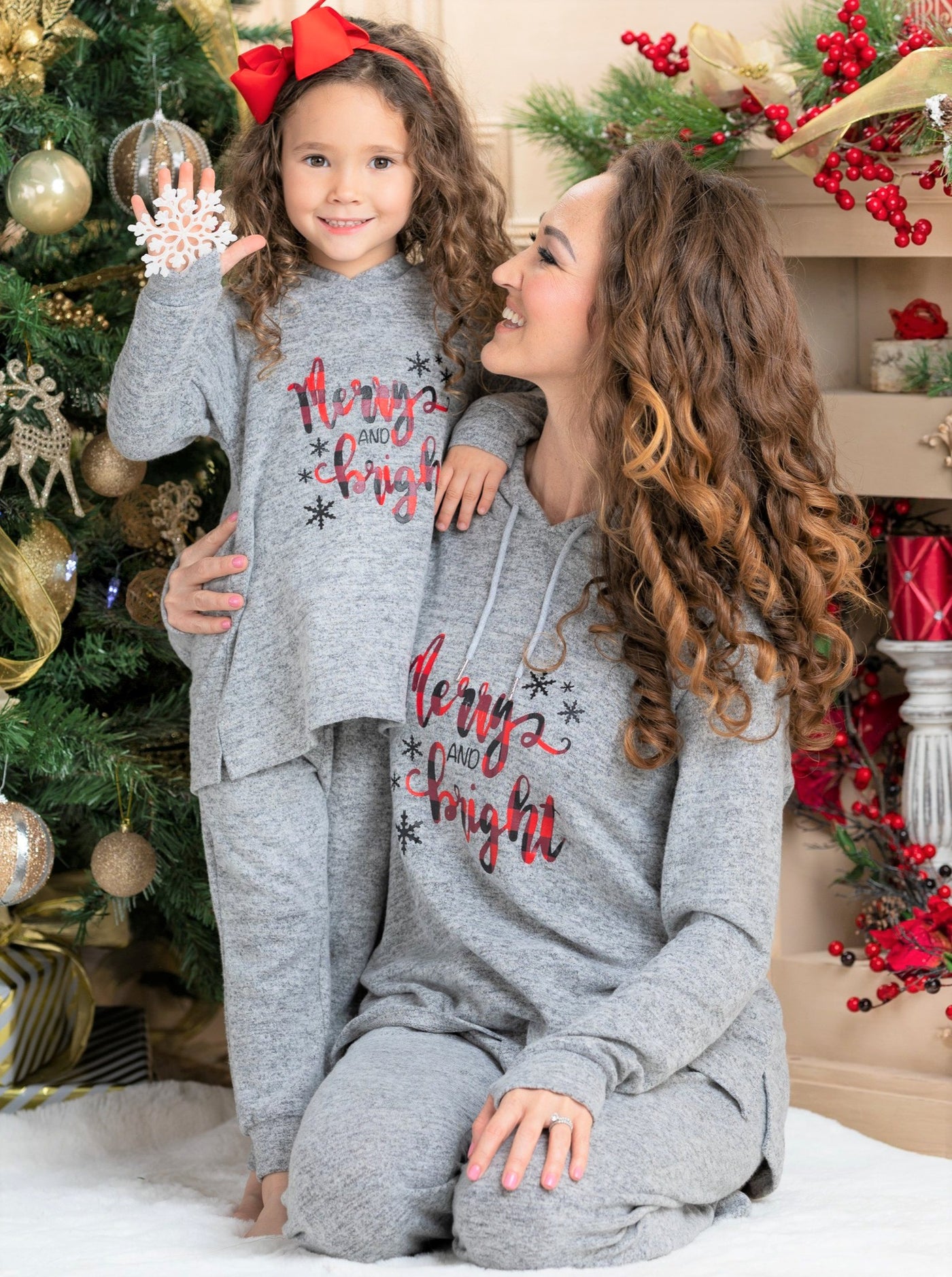 Mommy and Me Matching Outfits | Merry & Bright Holiday Jogger Set