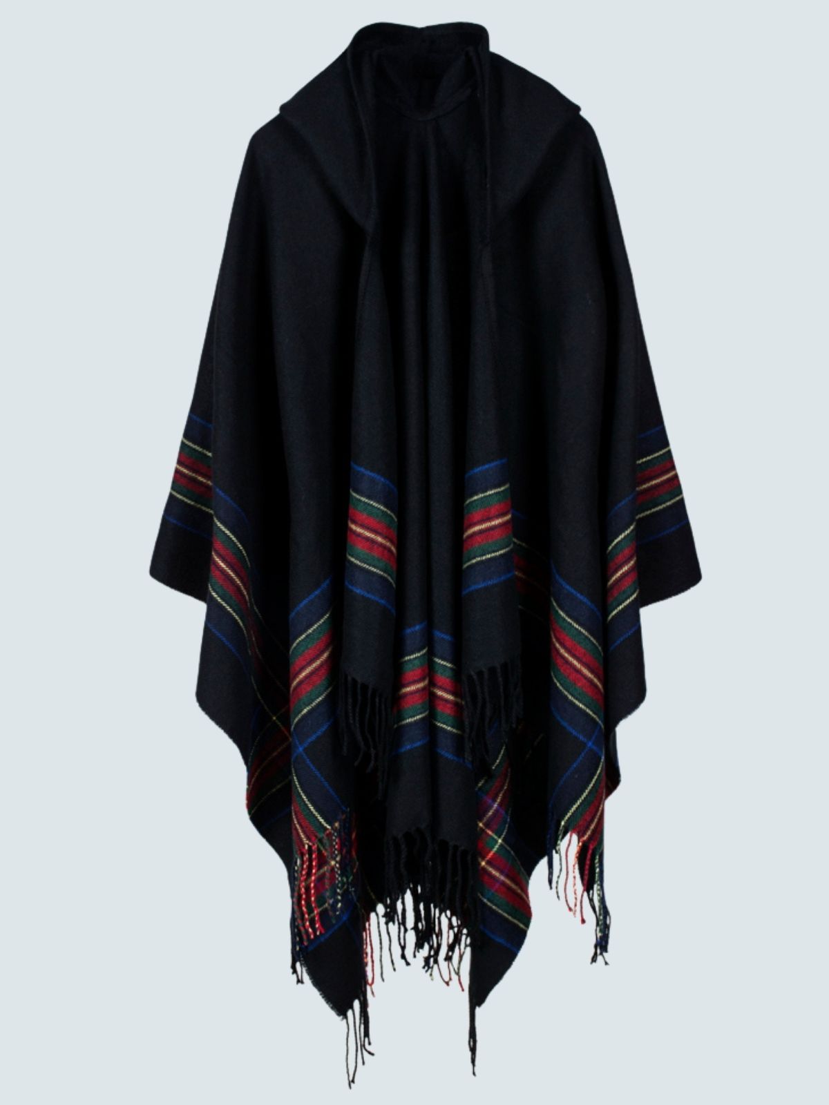 Women's Picturesque Hooded Poncho Cardigan Black