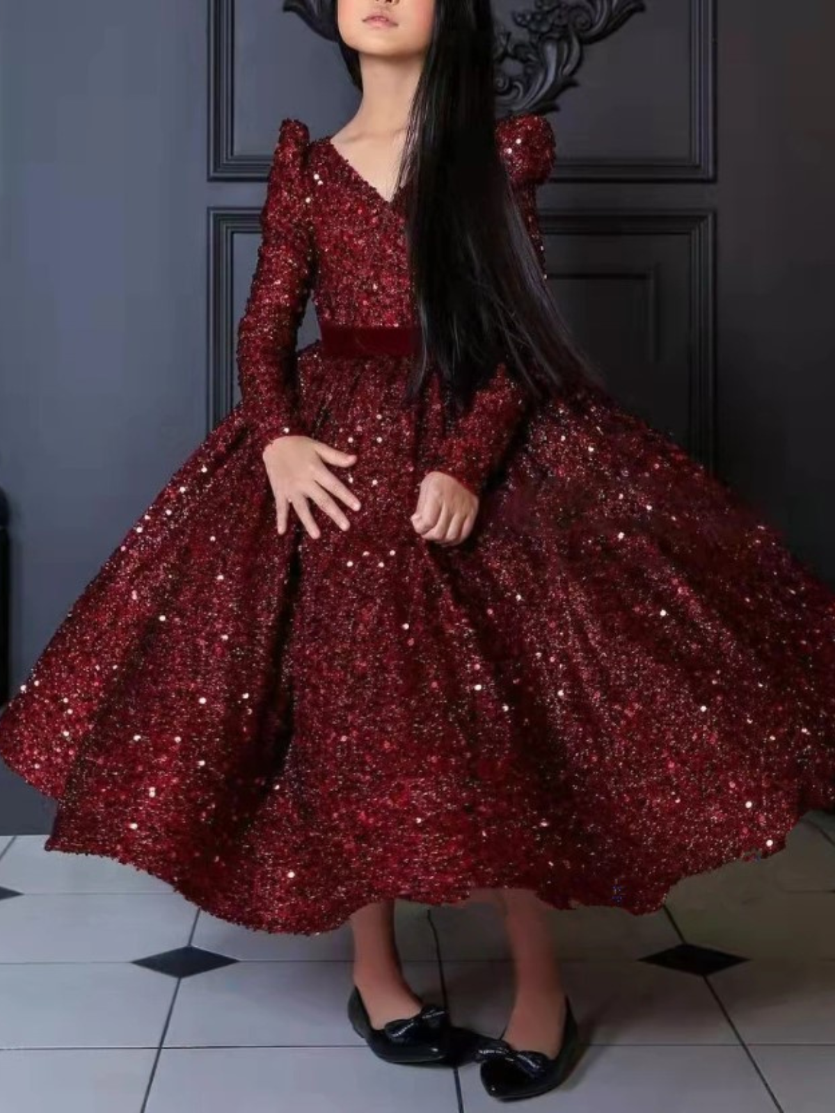 Little Showstopper Puff Sleeve Sequin Ball Special Occasion Dress