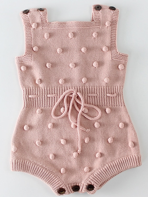 Baby I Dot This Autumn Knit Pom-Pom Romper Onesie