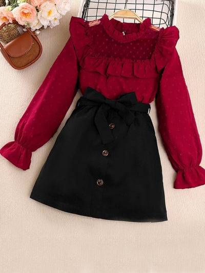 Give Me Attitude Ruffle Blouse and Skirt Set