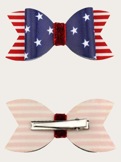 Kids Hair Accessories | Girls American Flag Bow Hair Clip