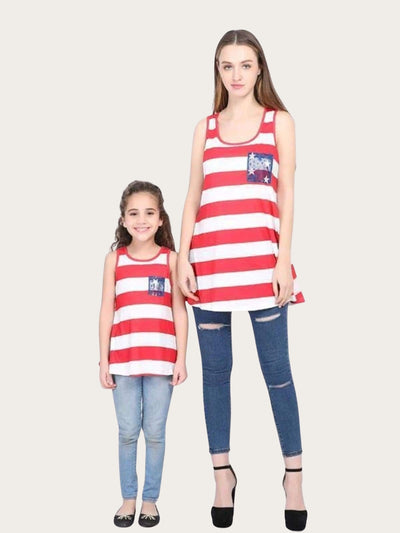 Mommy & Me American Flag Tunic - Red / Small - Mommy & Me Top