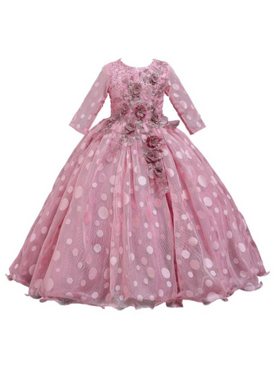 Luxury Polka Dot Gown | Little Girls Formal Dress - Mia Belle Girls