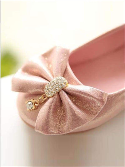Mia Belle Girls Rhinestone Bow Flats | Shoes By Liv and Mia