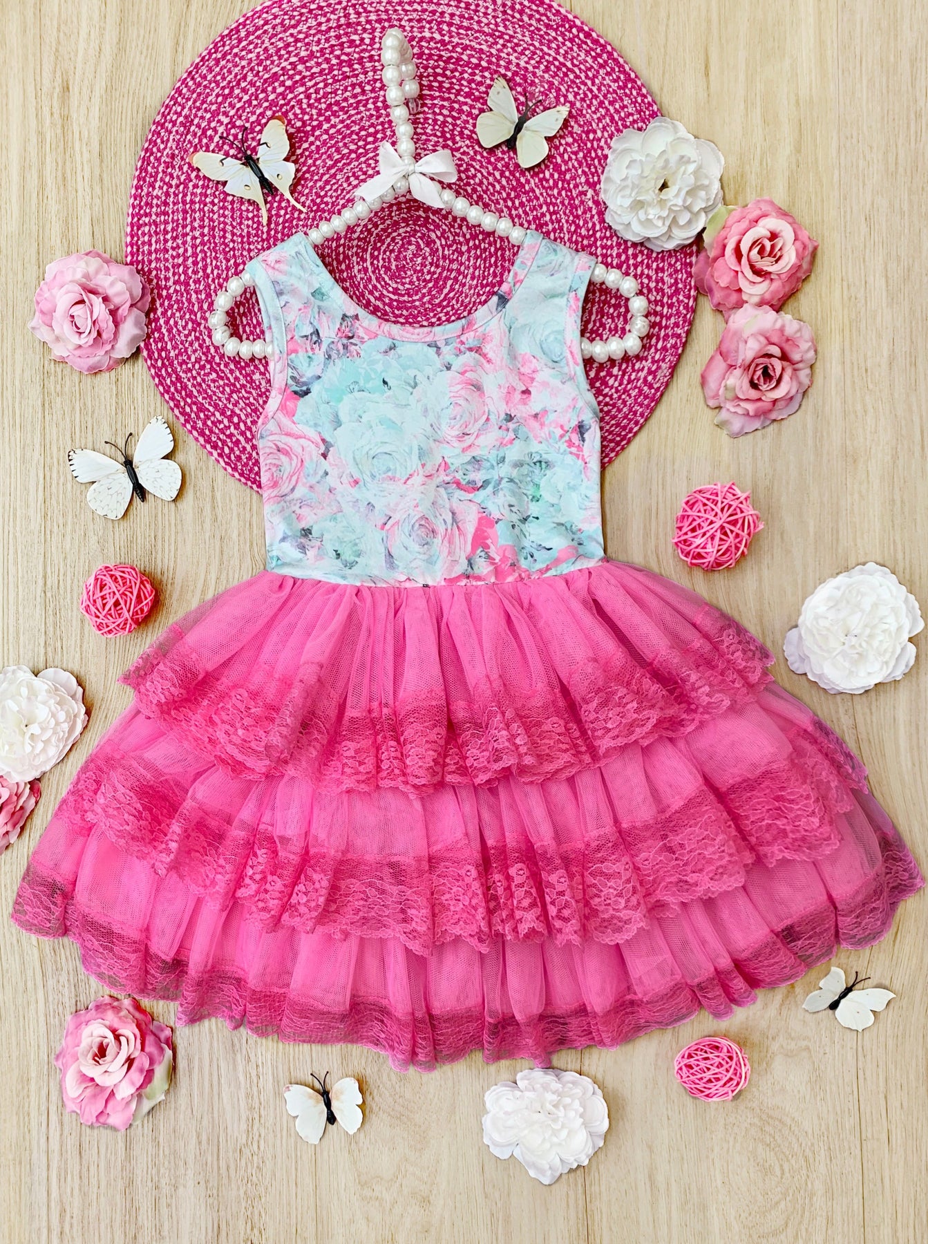 Lovely Spring Days Lace Tiered Ruffle Dress - Mia Belle Girls
