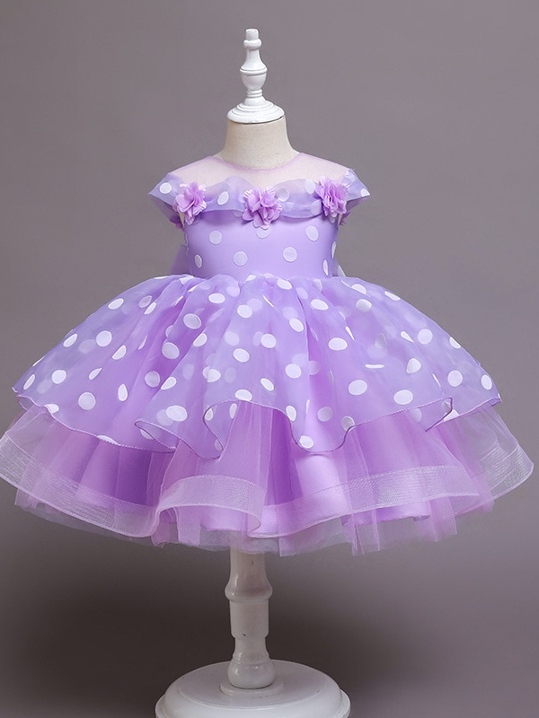 Girls Holiday Dresses | Romantic Polka Dot Formal Princess Dress