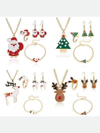 Mia Belle Girls 5-Piece Christmas Jewelry Set | Girls Accessories