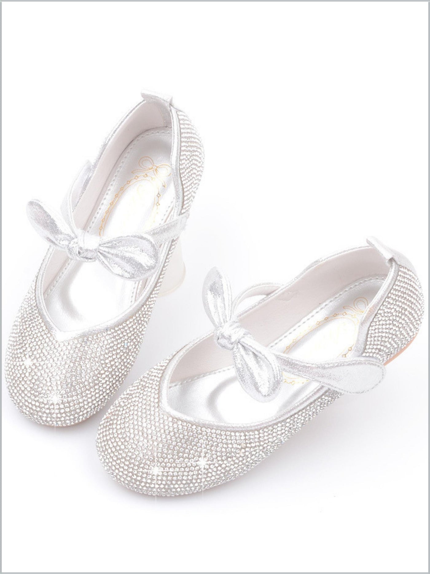 Girls Glitter Bow Flats By Liv and Mia